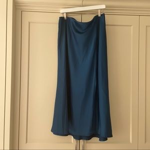 Satin Slit Midi Skirt